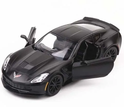 1/36 Chevrolet Corvette C7 металлические Литые под давлением машинки, игрушка с откидной спинкой, модель автомобиля из сплава, миниатюрный автомобиль для дня рождения, детские игрушки, подарки - Цвет: Black