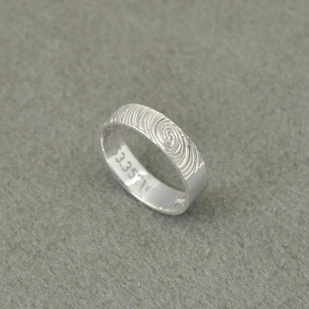 

Personalized Fingerprint Ring, Hand Stamped Ring, Engraved Ring, Customized Fingerprint, Personalized Fingerprint Gift for Her