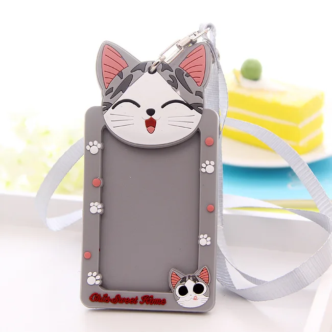 

eTya Cartoon Cute Women ID Credit Card Holder Silicone with String Bus Card Student Badge ID Name Business Cover
