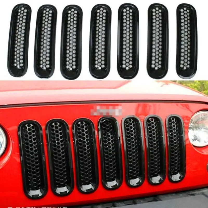 For Car Accessories Black With Key Hole Front Grille Grill Mesh Insert Kit for Jeep Wrangler
