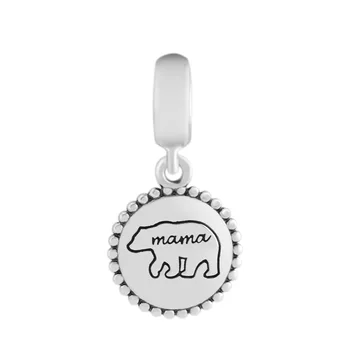 

Mama Bear Dangle Charm 925 Sterling Silver Jewelry Fits European Charm Bracelet & Choker Beads For Woman DIY