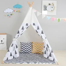 Вигвам палатка с четырмя палками для детей из холста, игрушечная палатка для принцесс, белый домик для детей, Домик для игрушек, Детская Палатка, Домик для детской комнаты, игравая палатка