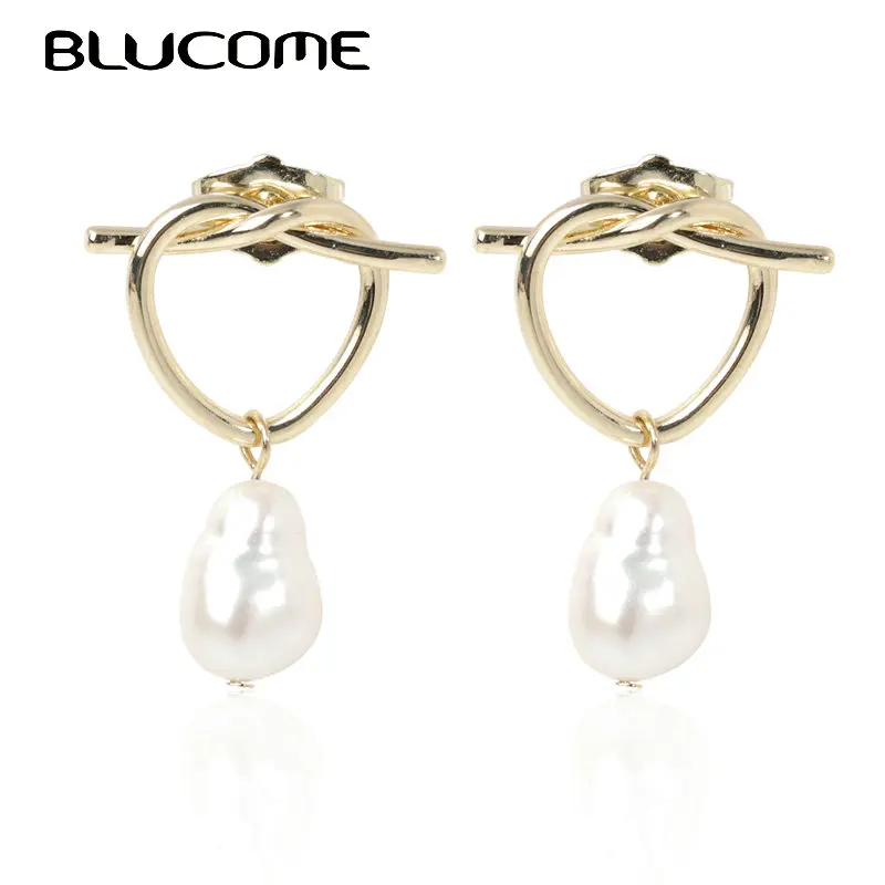 Серьги-подвески с натуральным пресноводным белым жемчугом Blucome серьги