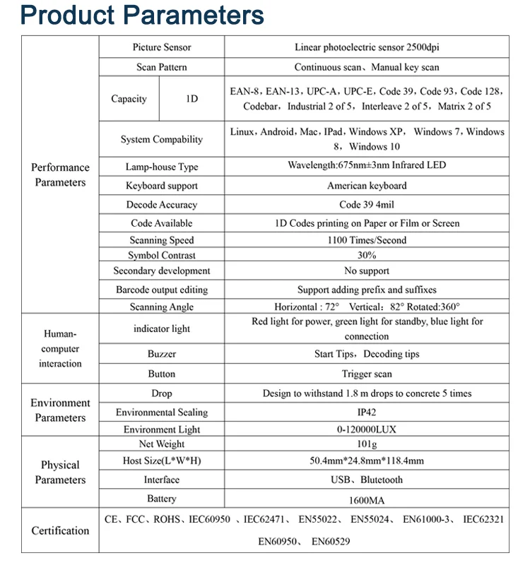 2D/QR/1D карманный сканер склад Розничная логистика сканер штрих-кода bluetooth сканер беспроводной считыватель