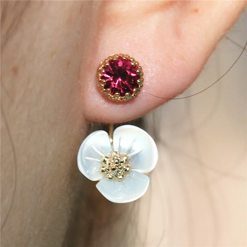 Дизайн модный бренд высокое качество ювелирные изделия цветы элегантные Двойные серьги-гвоздики серьги с искусственным жемчугом для женщин