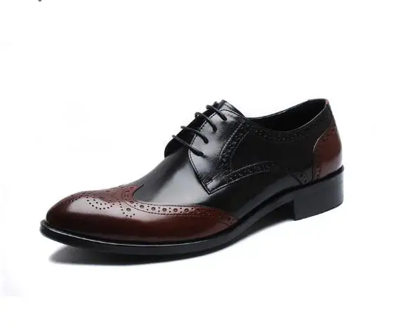 Винтажная обувь с перфорацией типа «броги» в британском стиле, модная обувь на плоской подошве, лидер продаж, мужская деловая обувь из натуральной кожи