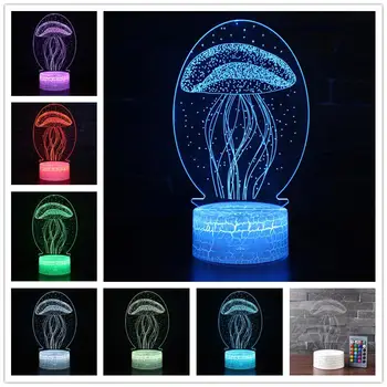 

AKDSteel Pretty 3D LED Night Light Colorful Jellyfish Night Lamp Touch Switch Bed Light Home Office Ornament Gift