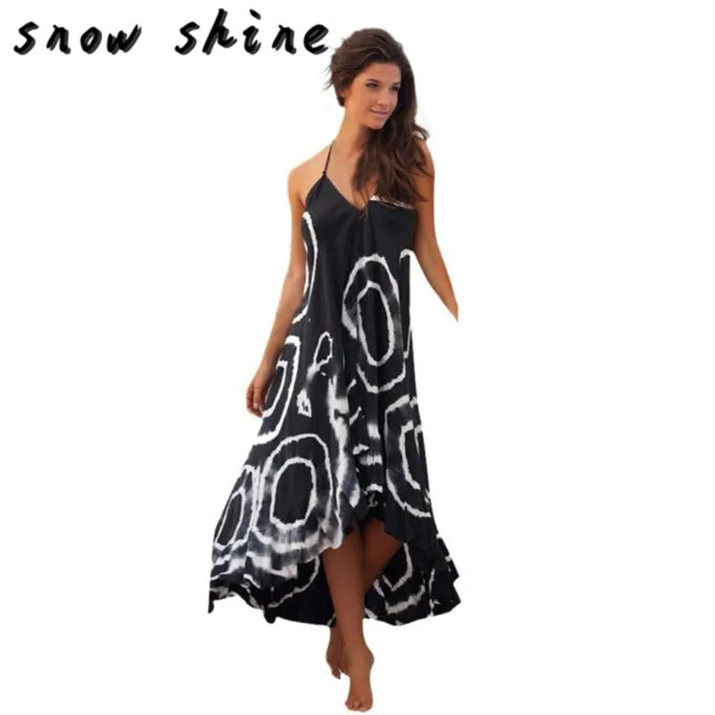 snowshine YLI Women Summer Print Halter Sleeveless Cocktail Party Long