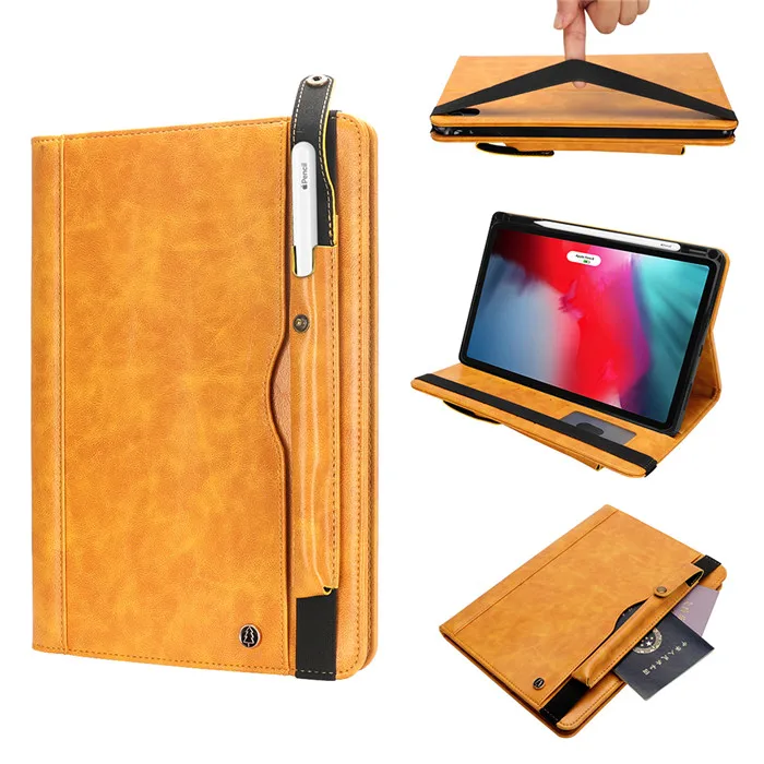 Для iPad Pro 11 чехол с держателем карандаша,(поддержка зарядки карандаша) Премиум кожаный чехол-книжка с подставкой защитный чехол-кошелек+ подарок - Цвет: Оранжевый
