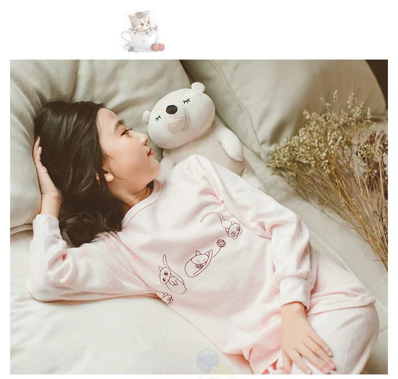 Детская одежда для сна для девочек весенне-осенние цветные хлопковые Пижамные комплекты детская домашняя пижама женская ночная рубашка одежда для детей от 8 до 12 лет