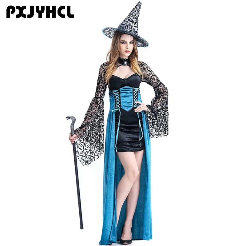 

Halloween Adult Women Wicked Witch Cosplay Costume Sexy Deluxe Evil Dresses Holiday Magic Party Girl Queen Sorceress Dress