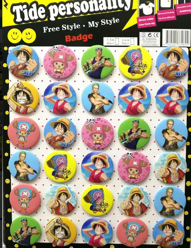 New 30pcs/set Japanese anime ONE PIECE Badges,Round Brooch Badge Kids ...