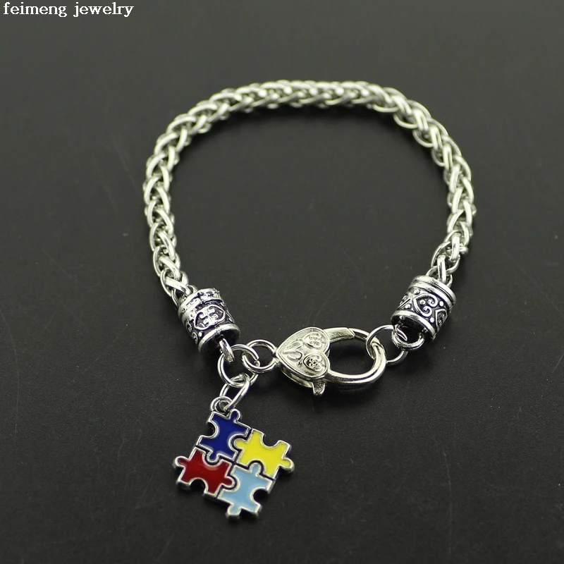 Бесплатная доставка 2017 модный аутизм лобзик с цветным кулоном браслеты для
