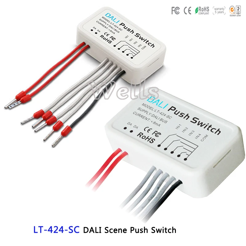 

424-SC;PC Plastic Shell DALI Scene Push Switch Powered by DALI Bus 0-15 Group Mode Small Size PC Plastic Shell