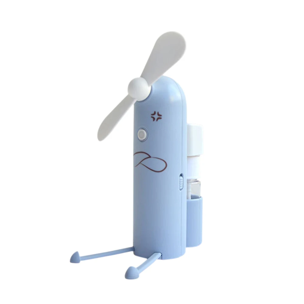 USB мини-вентилятор Ручной кондиционер вентилятор бутылка для воды туман спрей Охлаждающие вентиляторы с держателем для телефона для дома на открытом воздухе лето - Цвет: Синий