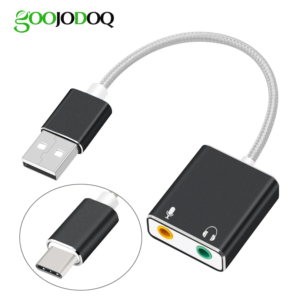 Внешняя USB звуковая карта GOOJODOQ 7 1 3 5 мм аудио адаптер для наушников микрофона Macbook