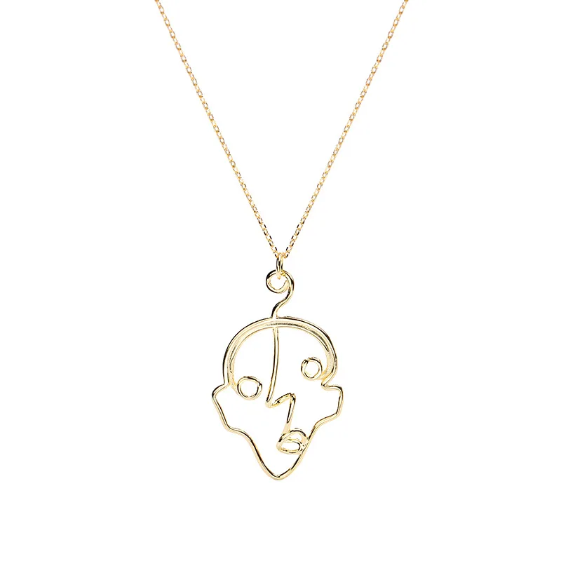 

Fashion n Hollow Abstract Portrait 925 Sterling Silver Necklace