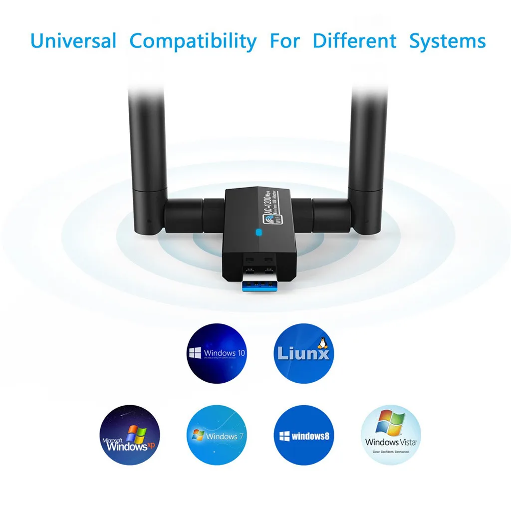 1200 Мбит/с USB 3,0 WiFi адаптер антенный приемник двухдиапазонный 2,4G и 5,8G беспроводной приемник и беспроводной адаптер