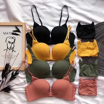 

Lingerie Push Up Bra Lengerie Sexy Womens Bra Sets Convertible Straps Back Three Quarters Seamless Bralette Pink Red Black Blue