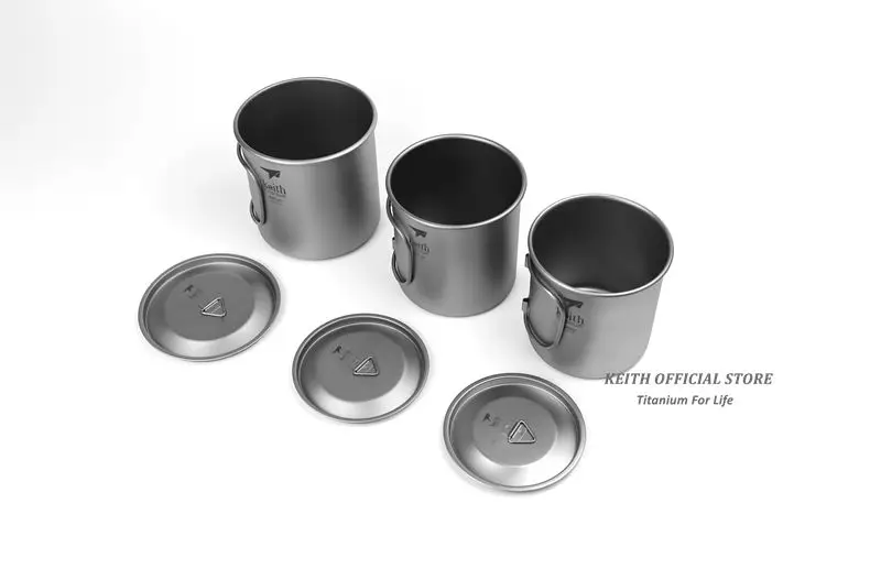 Canecas de Água de Titânio ao ar Livre com Alças Tampas de Titânio Copos de Acampamento Caneca de Viagem Keith Dobráveis Drinkware Ultraleve Ml-900 ml 300 14 Louça para ar livre