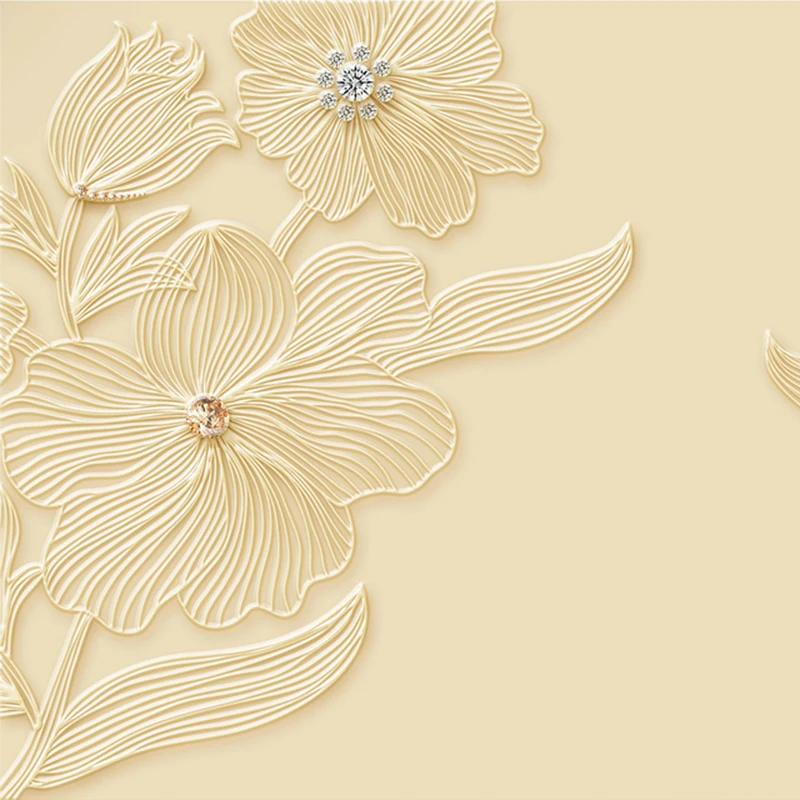 Современный алмаз цветок стена-фон с ювелирными украшениями ткань обои Гостиная ТВ диван 3D рельеф обои домашний декор настенные покрытия
