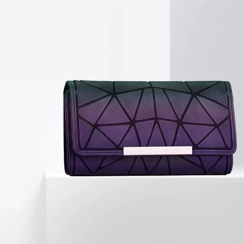 

Women's geometric Lattice purse long wallet female Mini Clutch handbag ladies bao bao bag card holder Noctilucent PVC Wallets 35