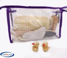 4pcs Bath Set Body Care Bathroom Accessories Foot File Sisal Sponge Bath Brush Bath Bag Set