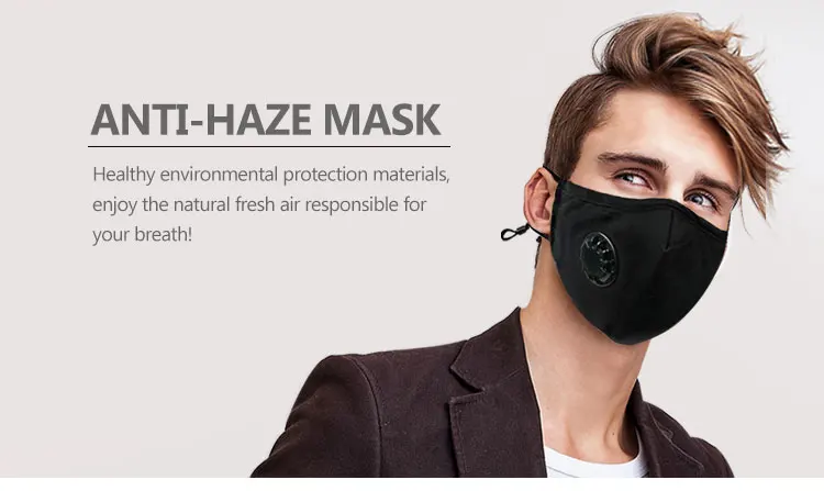 pm2.5 Unisex Black cloth face Kpop Mouth Masks Washable Cotton Anti Dust Protective Reusable Shield Wind Proof anime Mouth Cover