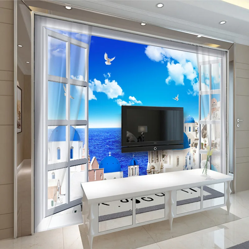 На заказ 3D настенная средиземноморская декорация стиль замок стены рулон бумаги для стен 3D гостиная ТВ диван фон настенная бумага домашний декор