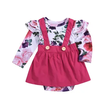 

BabyGirl Clothes Summer Set 2Pcs Print Top+Strap Dress Newborn Outfits For Girl Infant Fashion BabyGirl Clothing SetY M