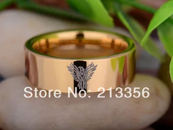 

Free Shipping UK Russia Brazil USA Hot Selling 8MM Golden Pipe Military Army Phoenix Men's Fashion Tungsten Carbide Wedding Ring