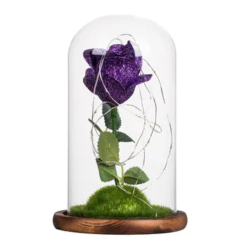 

Blackout Romantic Glass Rose Clear Pine Wood Wedding Decoration Home Furnishing Holiday Gifts 19Jan23 P33