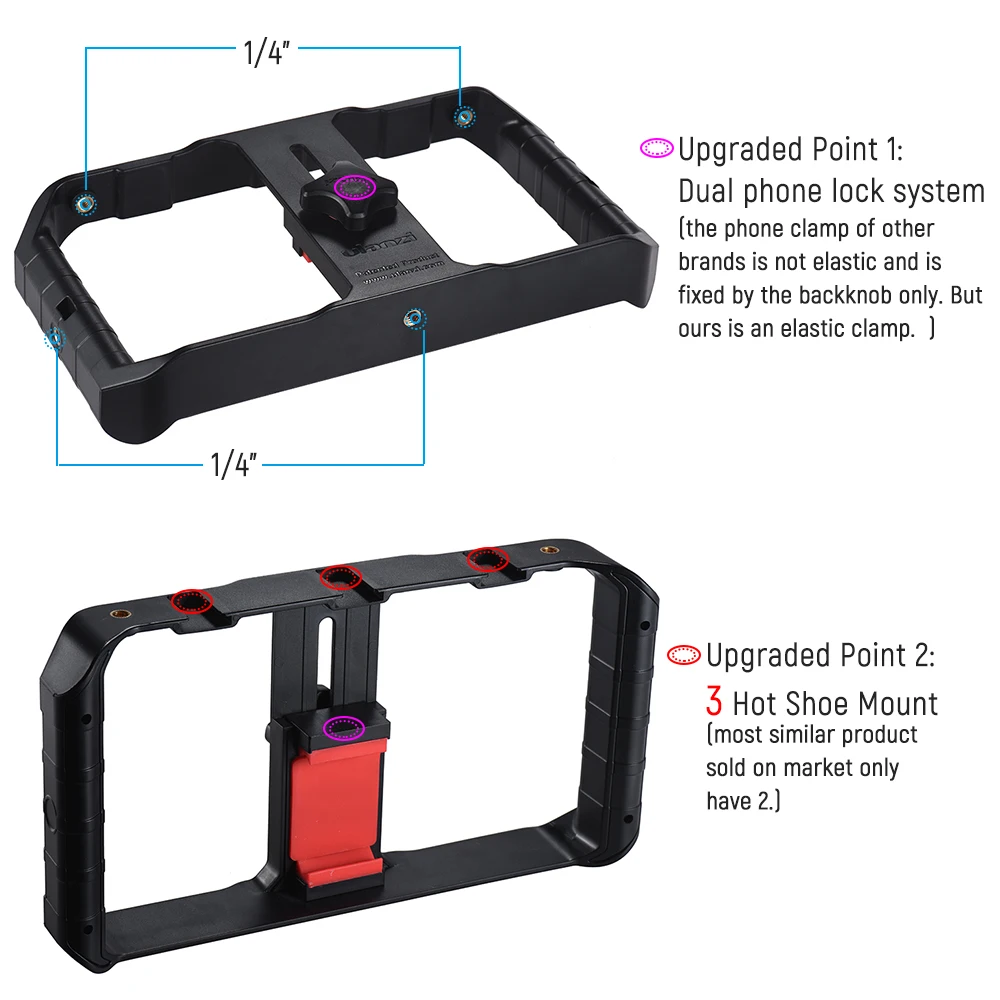 Ulanzi U-Rig Pro смартфон видео Риг с 3 башмаками Чехол ручной телефон видео стабилизатор Ручка штатив крепление Стенд кино