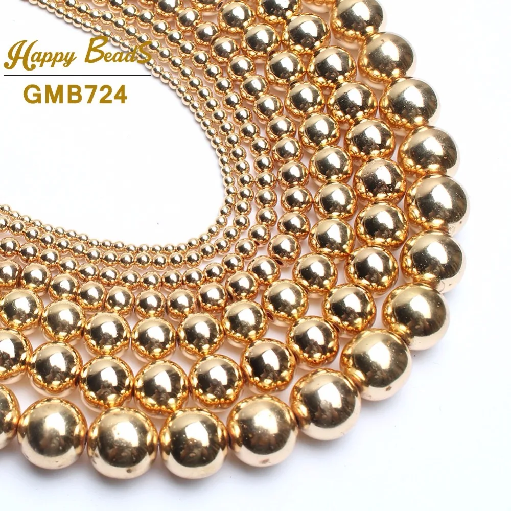 

Natural Stone Beads Golds Plated Hematite Beads For Jewelry Making Diy Charms Bracelet Accessories 15inch 2/3/4/6/8/10/12mm
