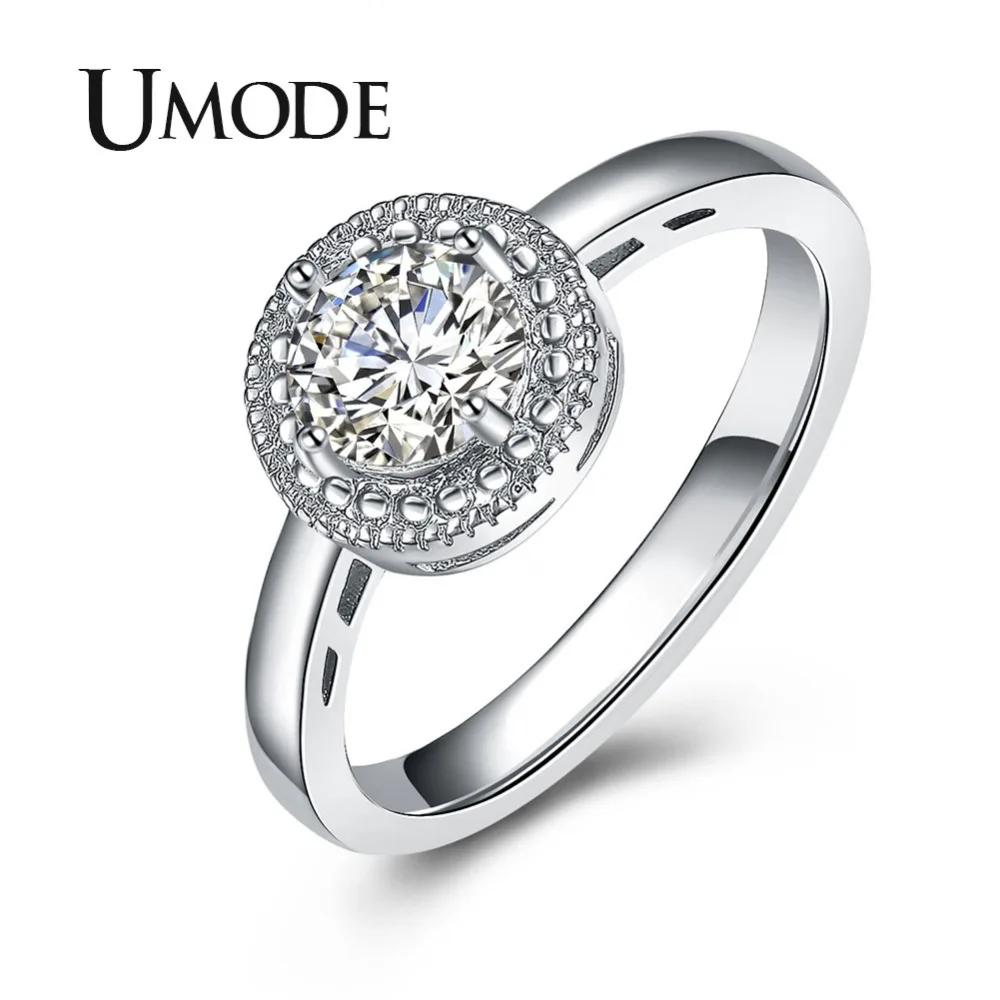 Женское свадебное кольцо UMODE ювелирные обручальные кольца круглой формы с