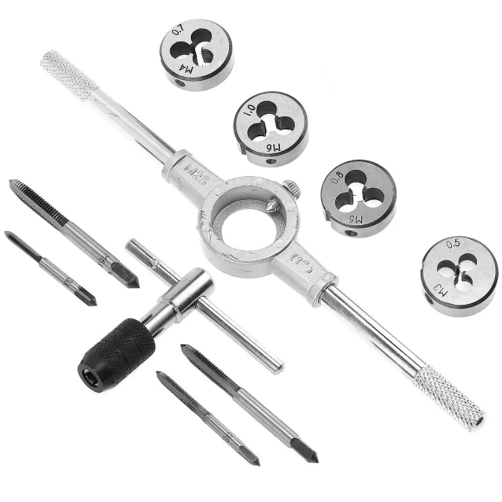 10Pcs/set Adjustable Tap And Die Cutter Set Wrench Threaded Cutting Set