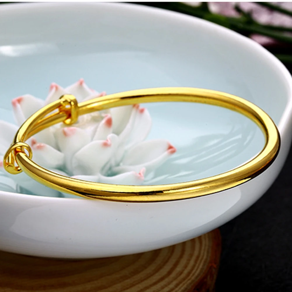 Расширяемый женский браслет с желтым золотом 60 мм * 4 мм|expandable bangles|women bracelet goldgold