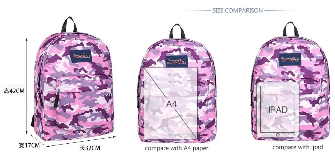 Модный Камуфляжный женский рюкзак, школьные сумки для девочек-подростков, студенческий рюкзак