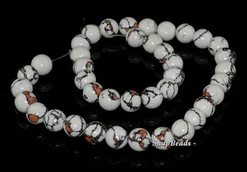 

12mm Matrix Turquoise Gemstone White Orange Round 12mm Loose Beads 15.5 inch Full Strand (90145218-214)