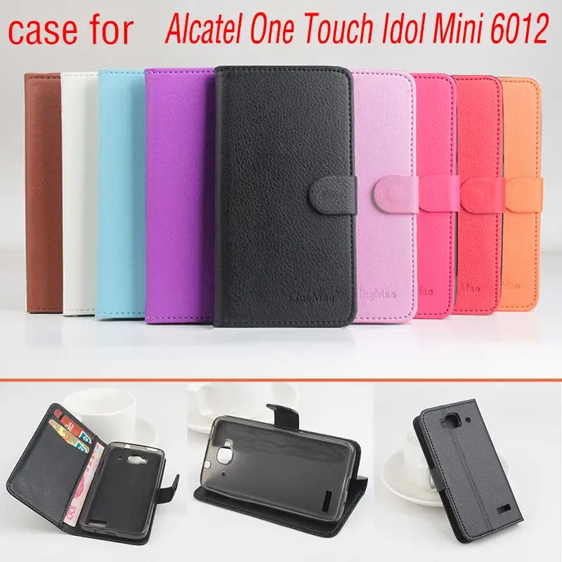 Кожаный чехол-книжка для Alcatel One Touch Idol Mini 6012 чехол-кошелек с подставкой и