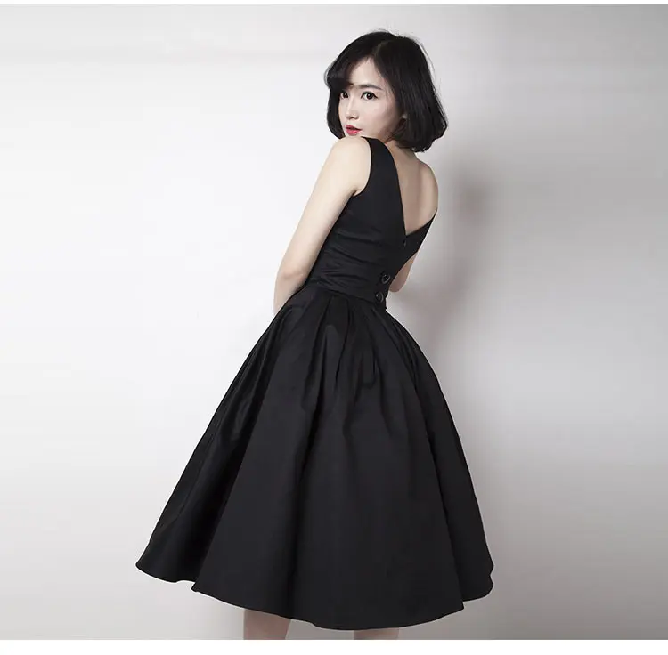 Женское платье в винтажном ретро стиле, черные платья без рукавов