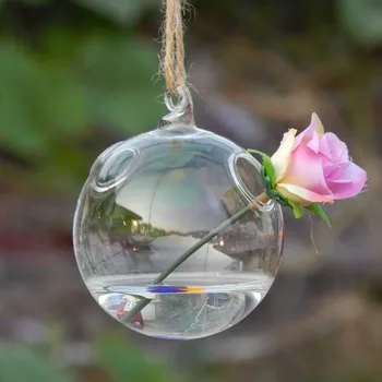

Free Shipping Diameter=8cm 12pcs/pack Round Bottom Glass Ball Vase Home Decoration Hanging Glass Terrarium Wedding Prop