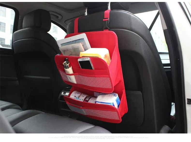 Вместительная Сетчатая Сумка для хранения грузов в автомобиле, сумка-Органайзер на заднее сиденье, автомобильные аксессуары - Название цвета: Красный