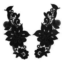 1 пара вышитый цветок Венеция кружевной воротник шитье Черная аппликация отделка Швейные принадлежности Скрапбукинг BW070