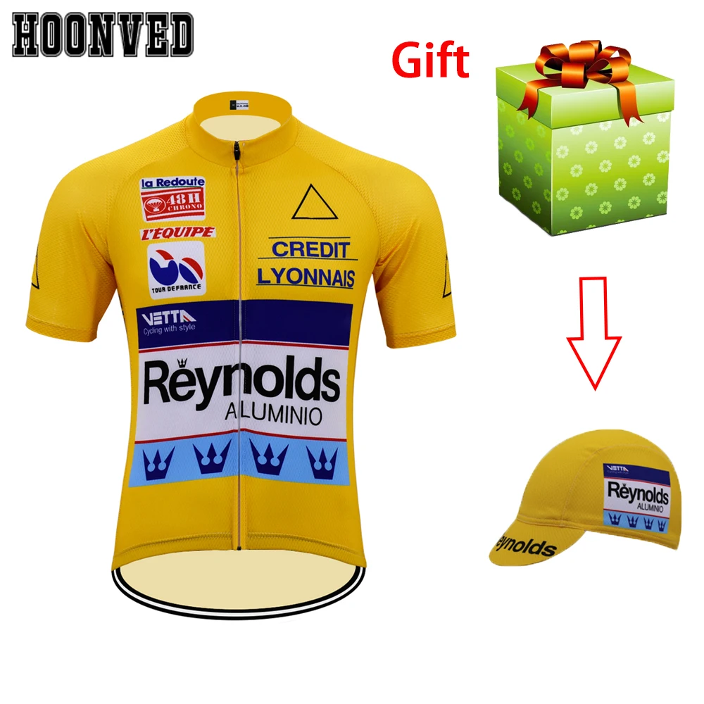 

The Tour de France Pro racing Man Retro yellow Reynolds Cycling Jersey Short Sleeves Mtb Bike Sweater Clothing ciclismo hombre