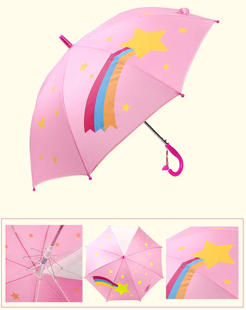 2.Long handle rain umbrella for kids 3D animals print cute children umbrella for boy girl sun protection child's tools
