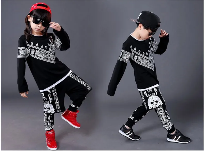 Free shipping children 100% cotton short sleeved Hip Hop hip-hop DS Jazz Dance  Costumes clothes T shirt  Leotard Harem Pants