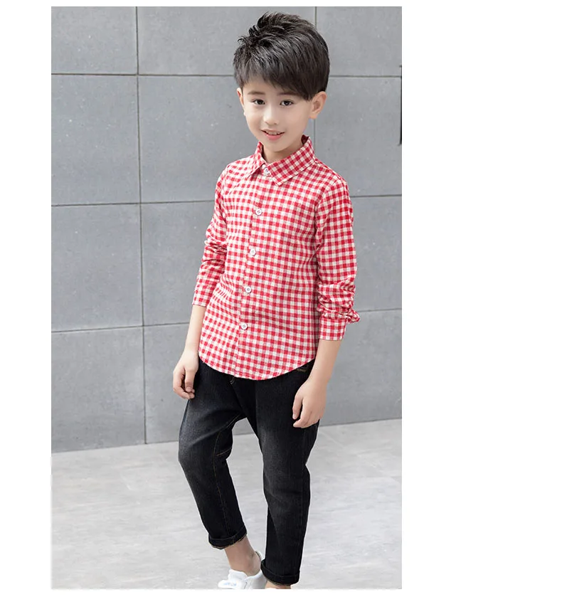 summer 2018 children's clothes boys plaid shirts long sleeve tops for teenage boy cotton shirts kids causal school tops clothing (17)