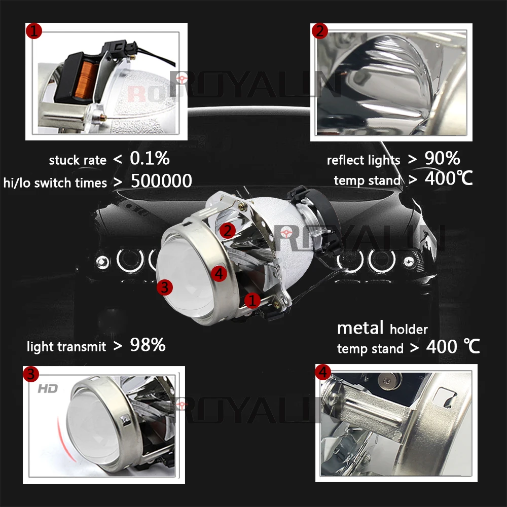 ROYALIN ل Hella EVOX 2.0 D2S مصباح أمامي لجهاز الإسقاط ثنائية زينون عدسة ل BMW E39 E60 فورد أودي A6 C5 C6 W211 باسات B6 سكودا فابيا