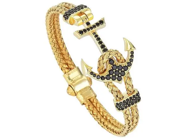 Модный Белый золотистый якорный Браслет ATOLYESTONE18K титановая сталь розовое золото
